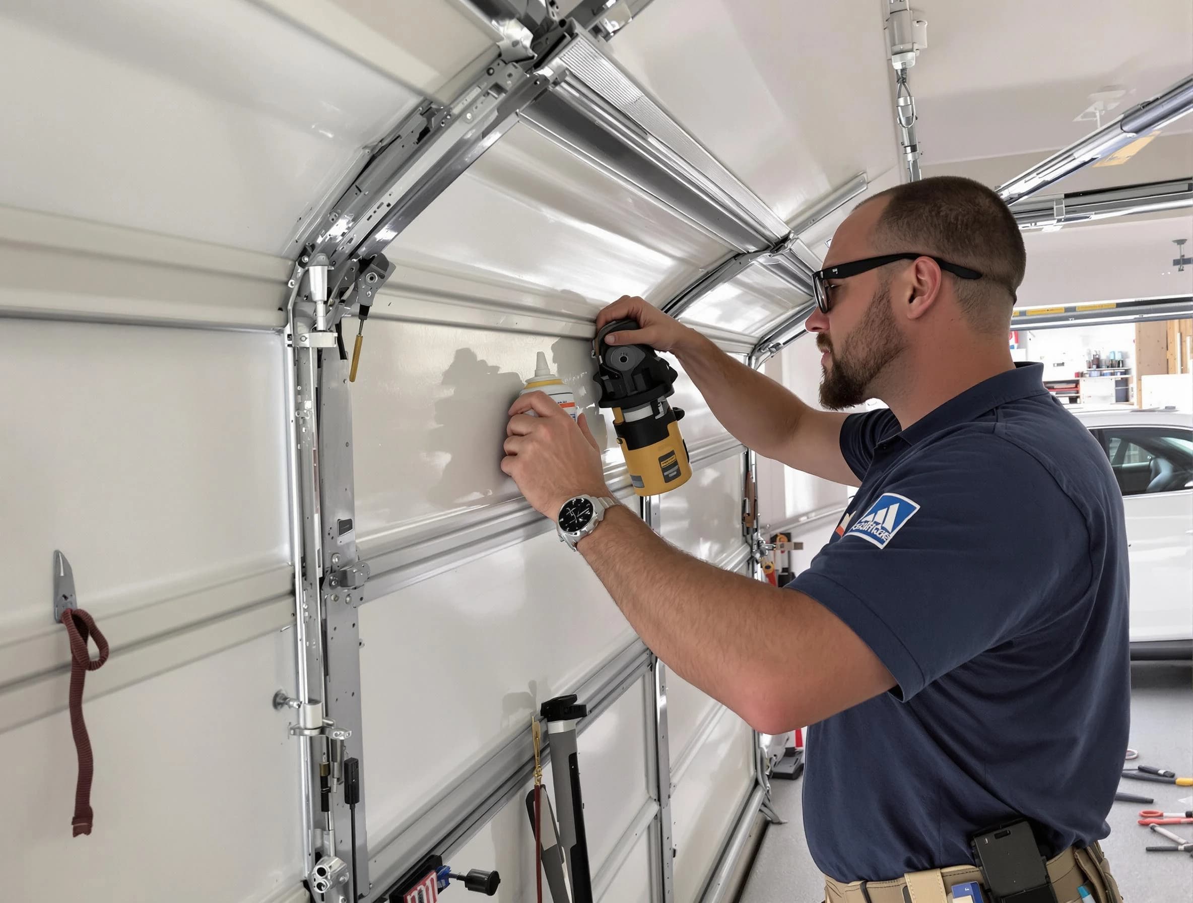 Litchfield Park Garage Door Repair technician performing comprehensive noise reduction service in Litchfield Park