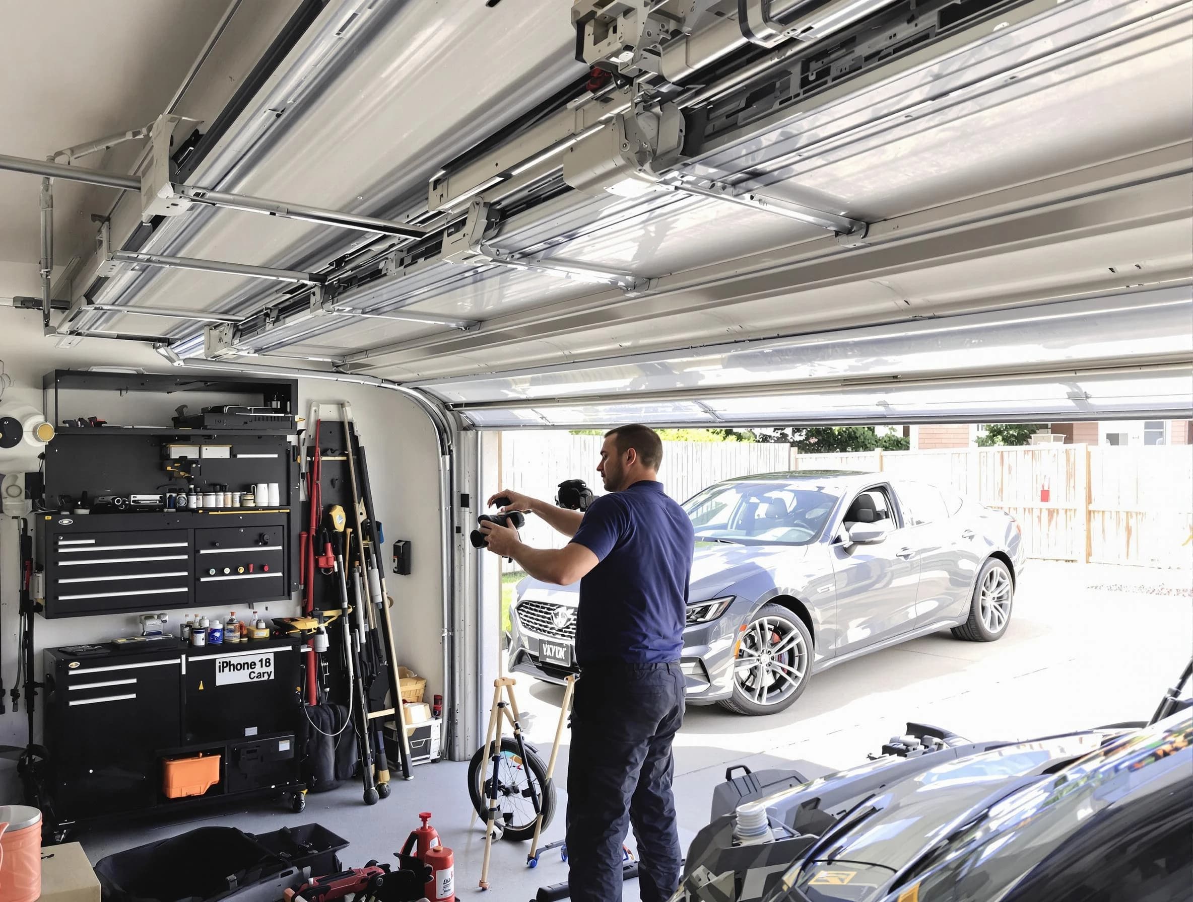 Litchfield Park Garage Door Repair technician fixing noisy garage door in Litchfield Park