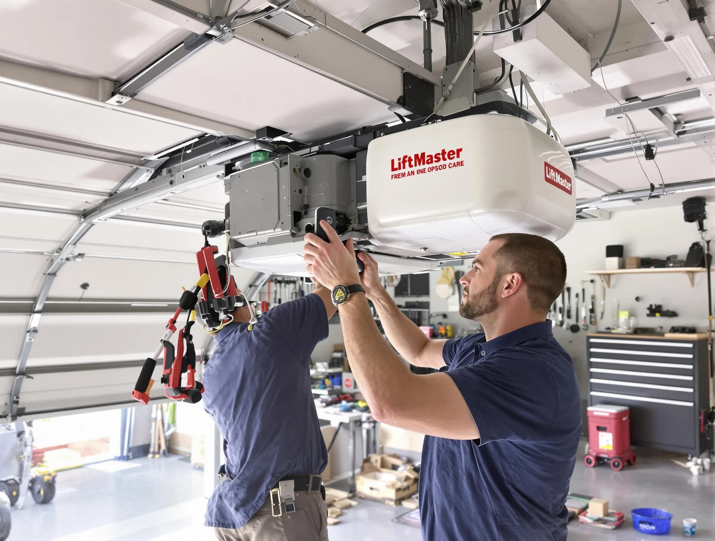 Litchfield Park Garage Door Repair technician performing advanced diagnostics on garage opener in Litchfield Park