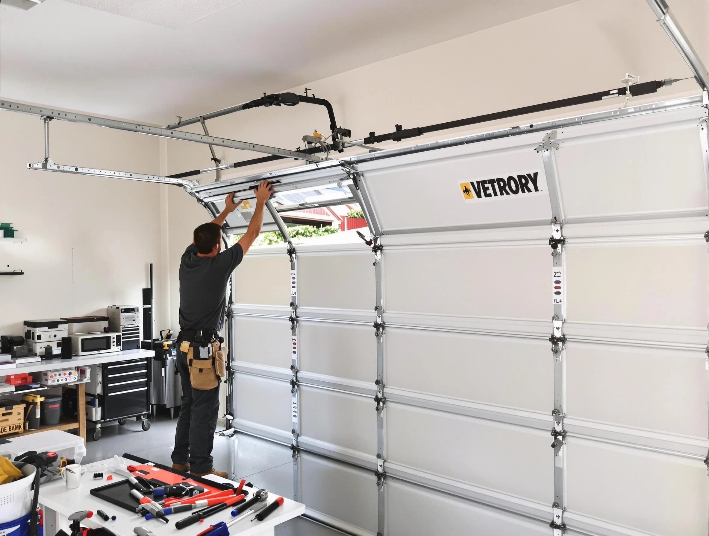 Litchfield Park Garage Door Repair technician performing section replacement in Litchfield Park