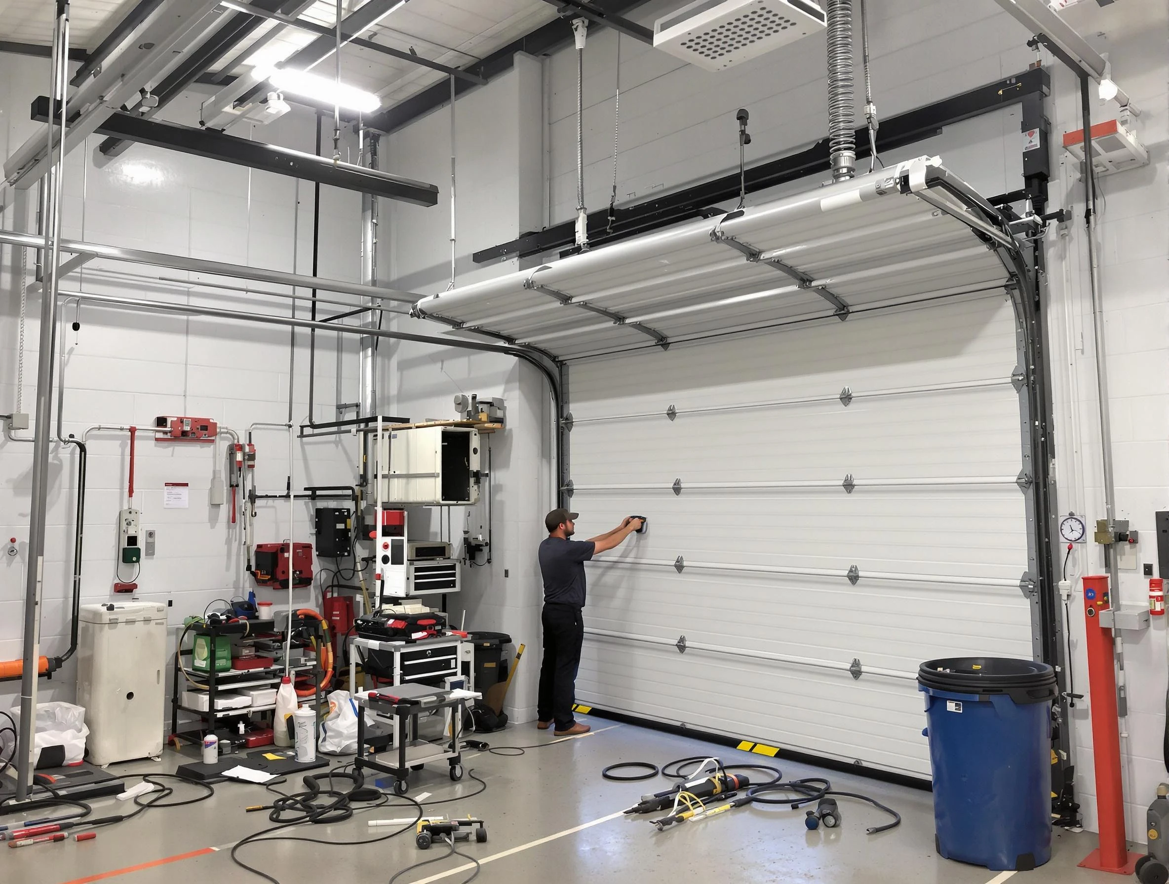 Litchfield Park Garage Door Repair certified technician performing commercial door repair at a Litchfield Park business facility