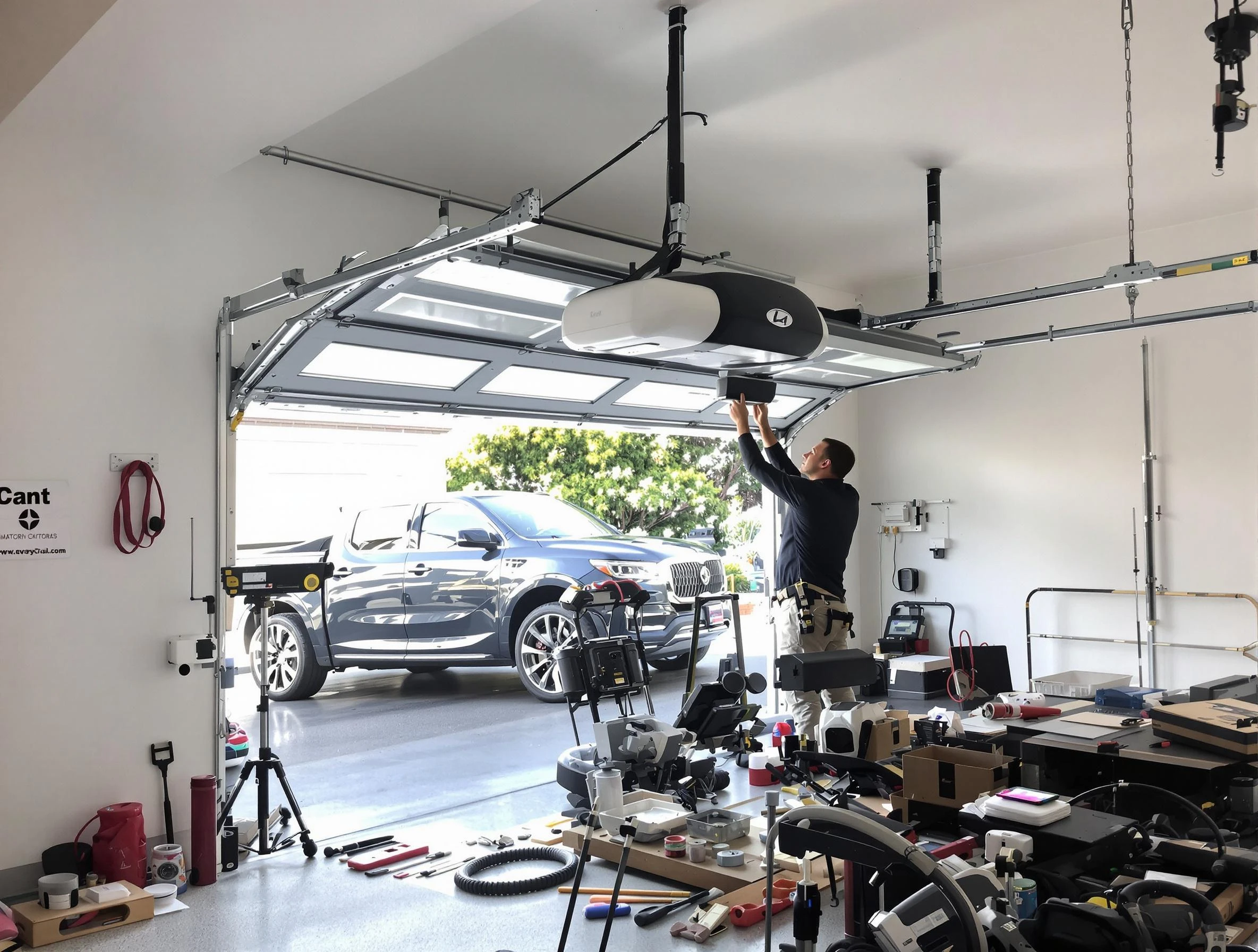 Litchfield Park Garage Door Repair specialist installing smart garage door opener system in Litchfield Park home