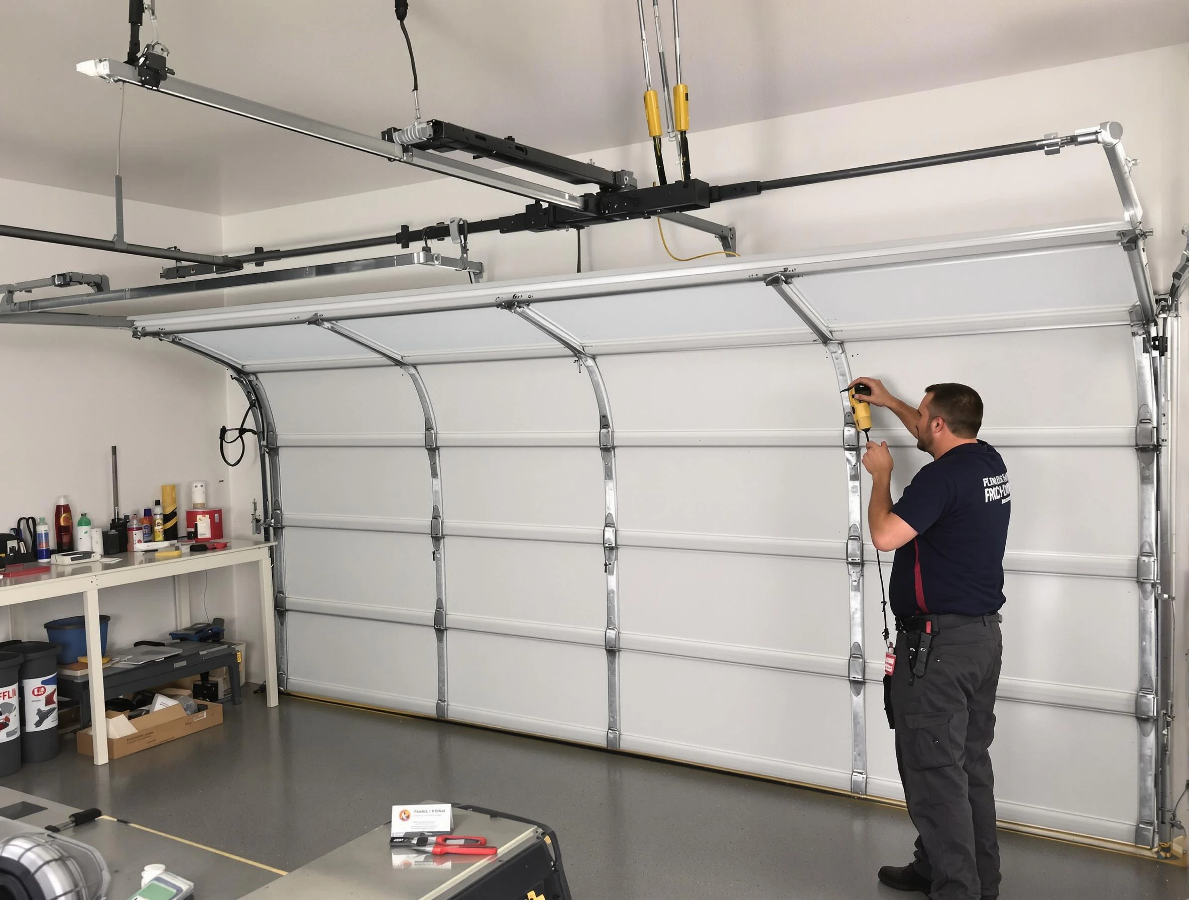 Litchfield Park Garage Door Repair certified technician performing overhead door system repair in Litchfield Park